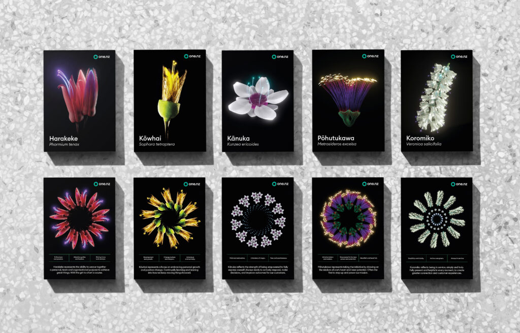 image of cards with different Aotearoa native flowers